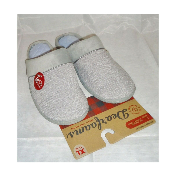 dearfoams Shoes - NEW Womens Dearfoams Memory Foam Closed Toe Scuff Slip On Slippers Gray XL 11-12